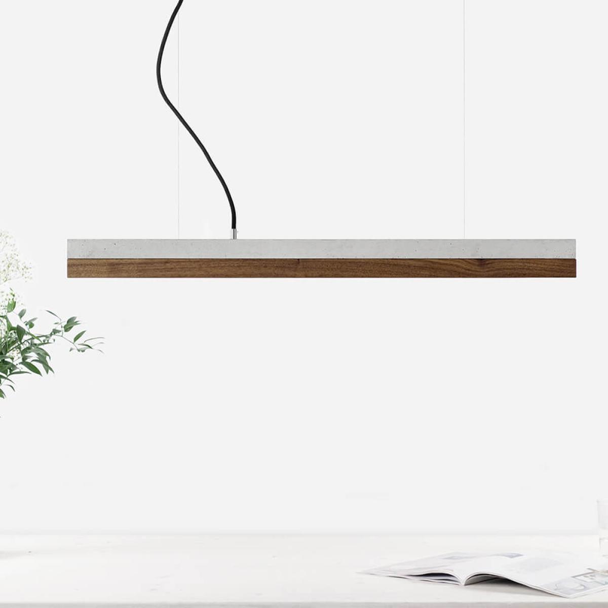 Graphite Grey Concrete & Nut Wood Pendant Light – image 2