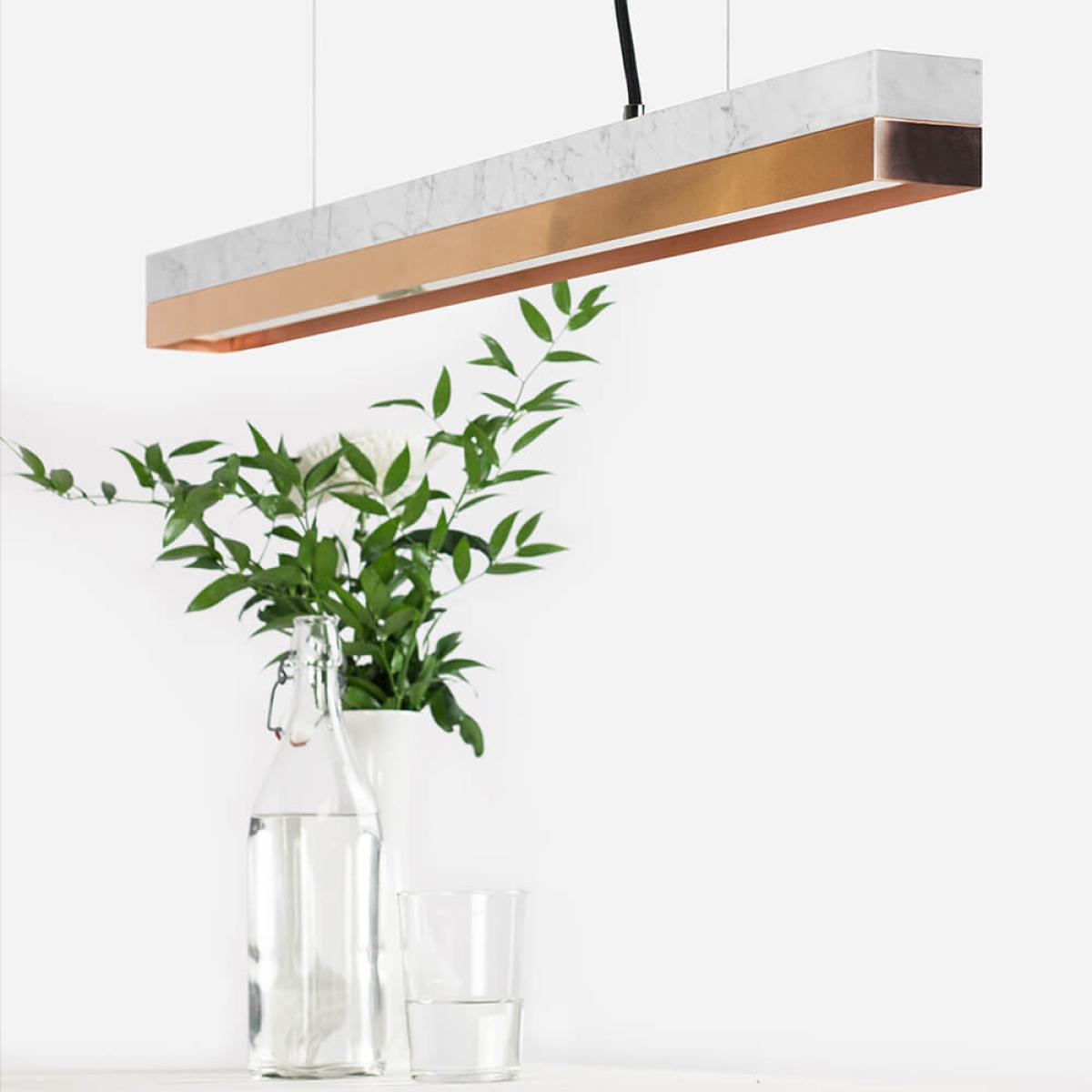 Carrara Marble & Copper Pendant Light – image 2