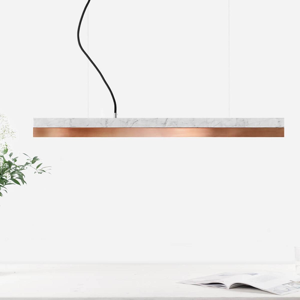 Carrara Marble & Copper Pendant Light – image 1