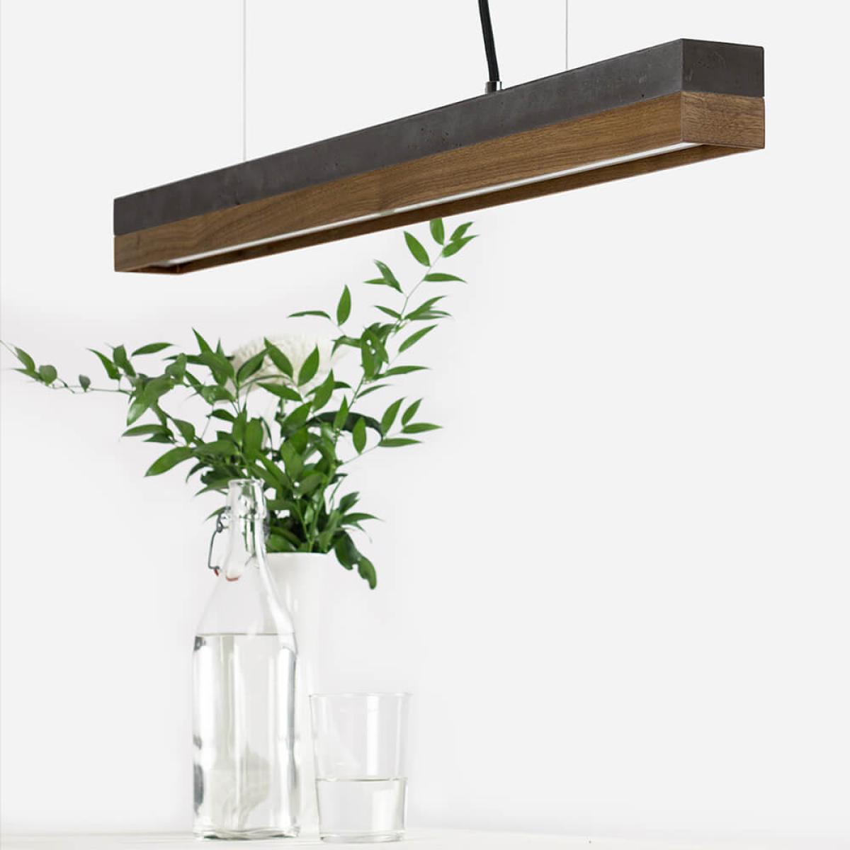 Dark Grey Concrete & Nut Wood Pendant Light – image 2