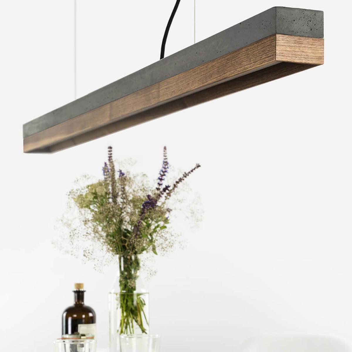 Dark Grey Concrete & Nut Wood Pendant Light – image 4