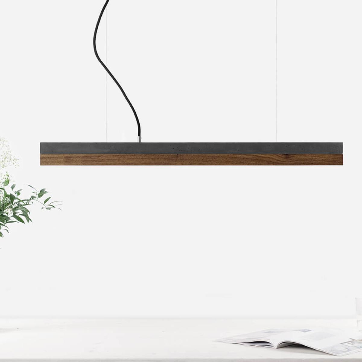 Dark Grey Concrete & Nut Wood Pendant Light – image 7