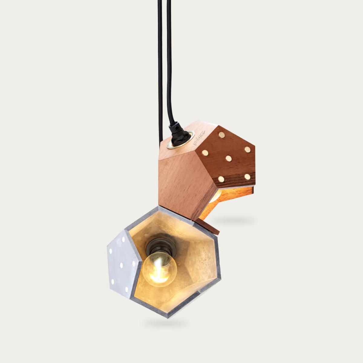 Basic Twelve Duo Concrete and Walnut Pendant Lamp – image 2