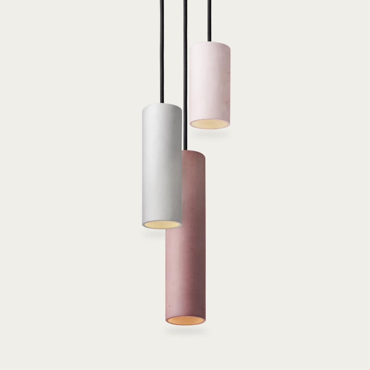 Burgundy/Light Grey/Pink Cromia Trio Concrete Pendant Lamp