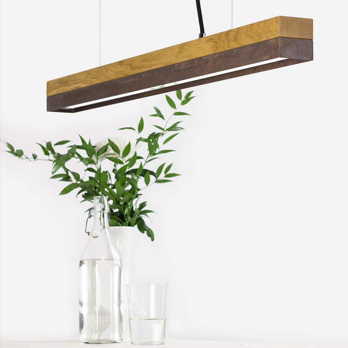 Oak Wood & Corten Pendant Light – image 2