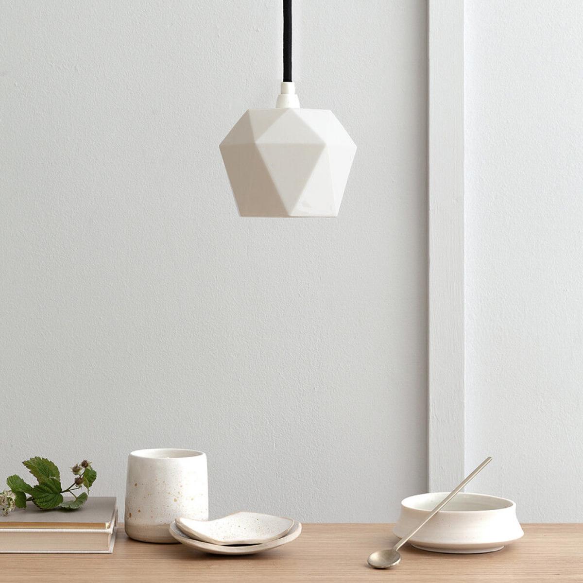 White Porcelain Pendant Light Triangle – image 3