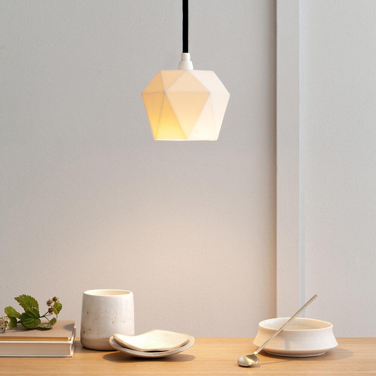 White Porcelain Pendant Light Triangle – image 4