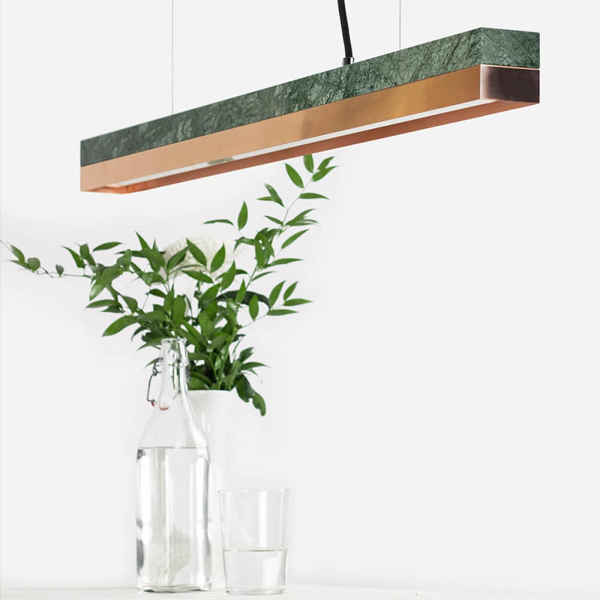 Green Guatemala Marble & Copper Pendant Light – image 2