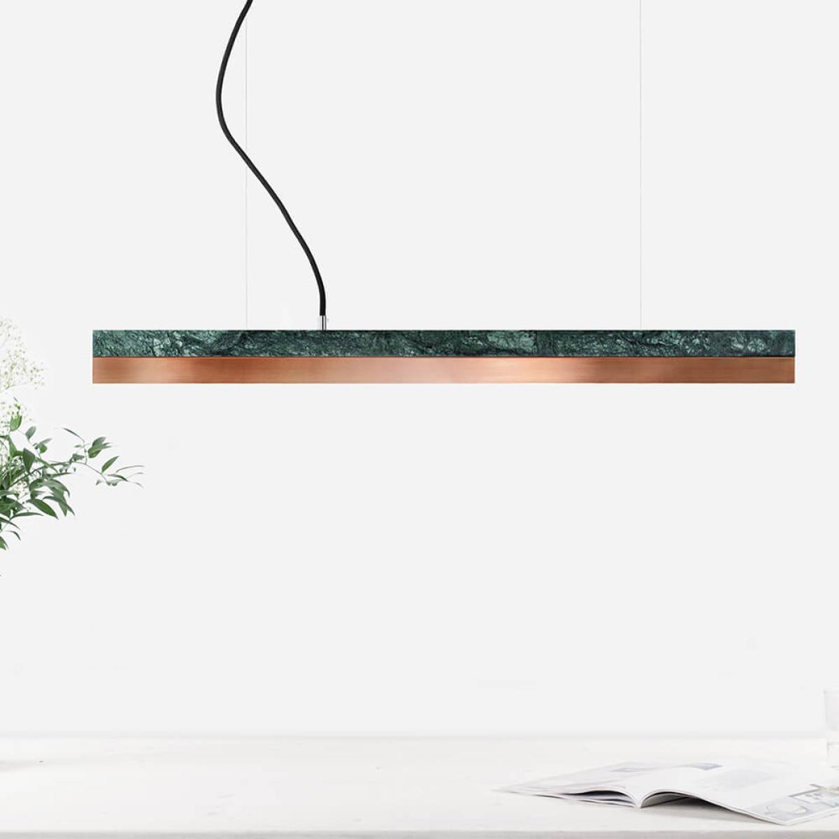 Green Guatemala Marble & Copper Pendant Light – image 1