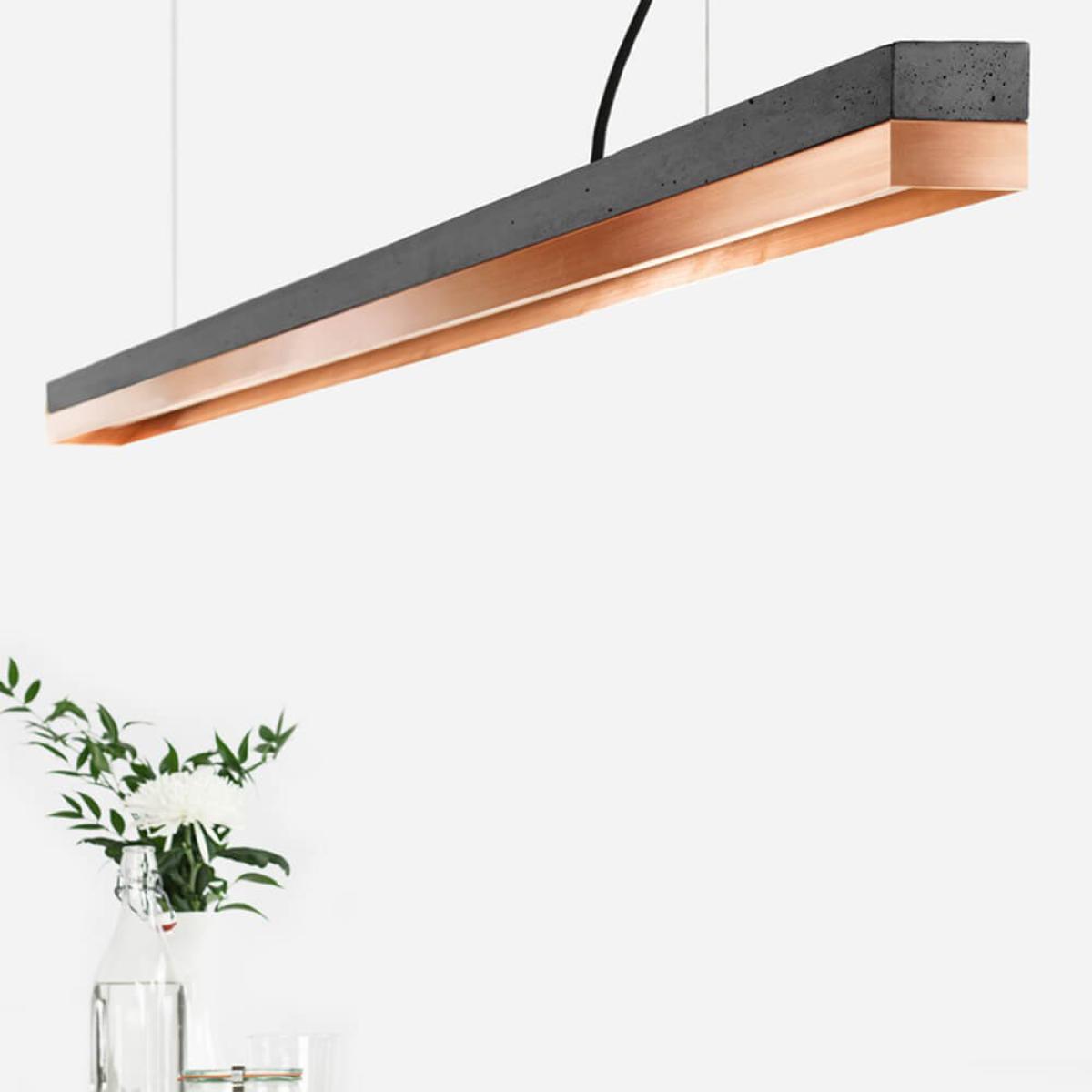 Dark Grey Concrete & Copper Pendant Light – image 2