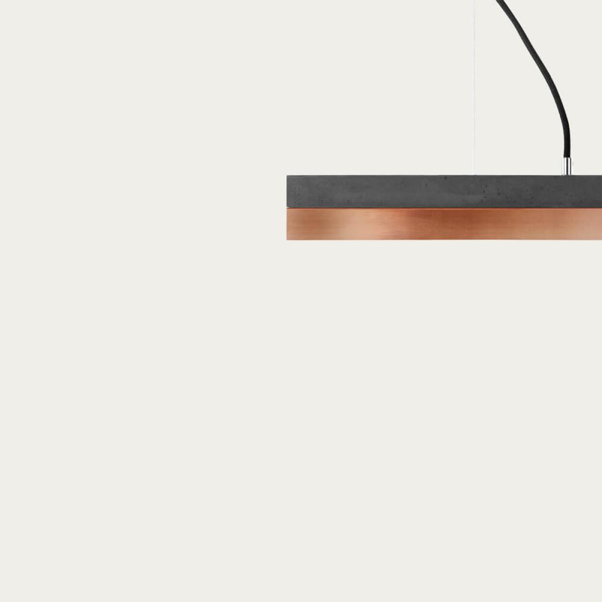 Dark Grey Concrete & Copper Pendant Light – image 3
