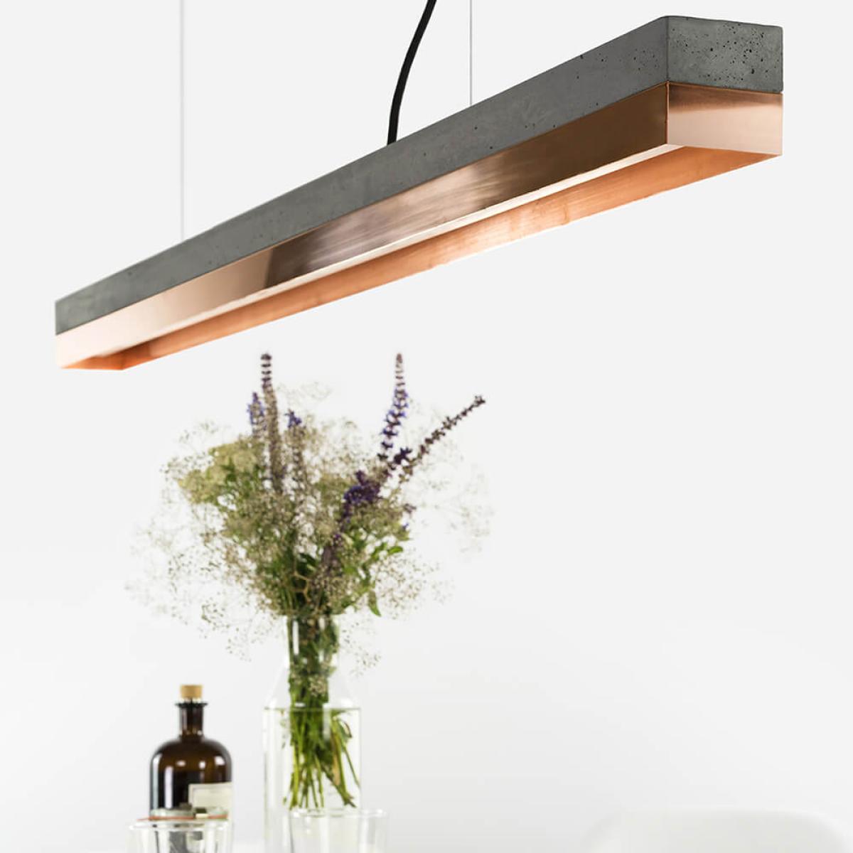 Dark Grey Concrete & Copper Pendant Light – image 4