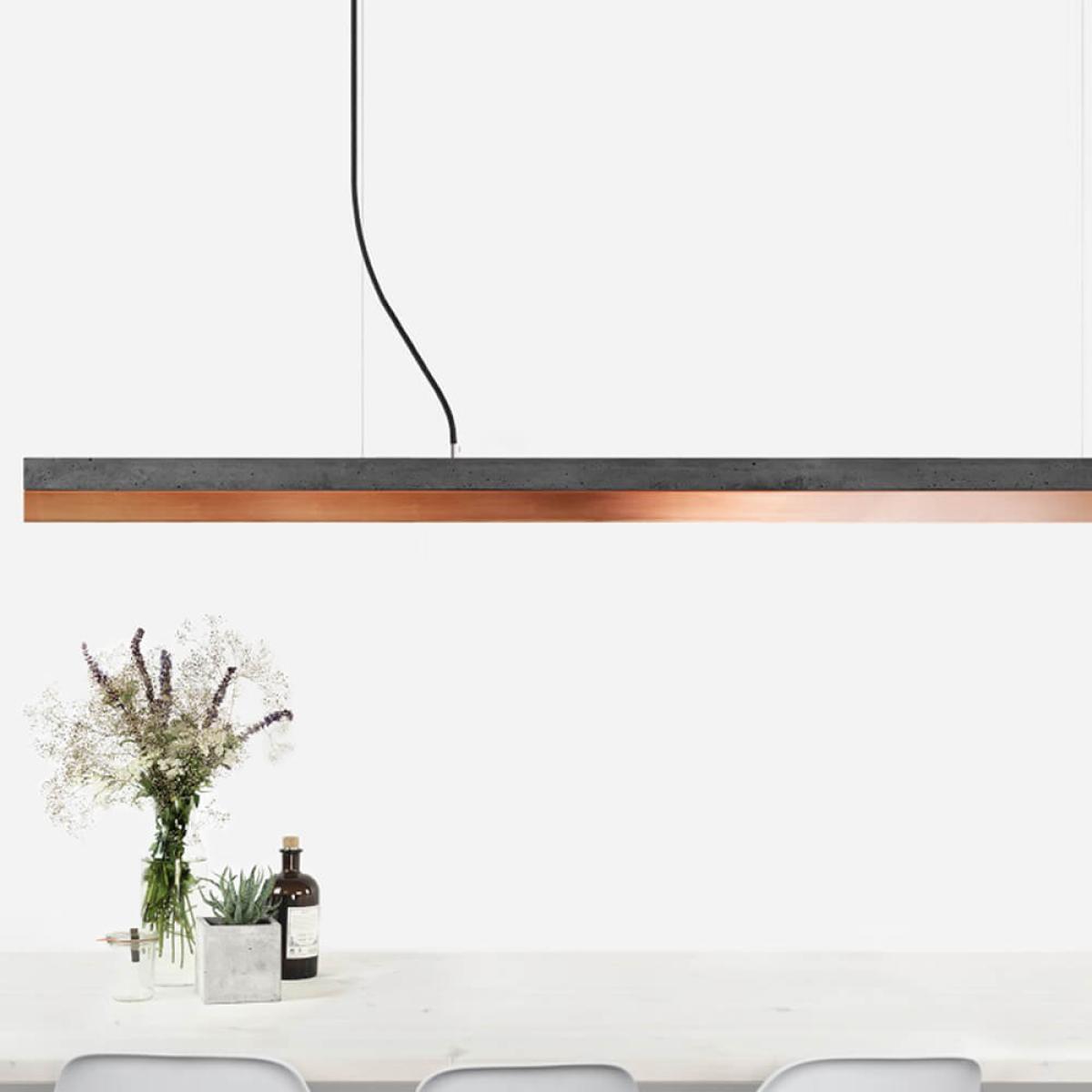 Dark Grey Concrete & Copper Pendant Light – image 7