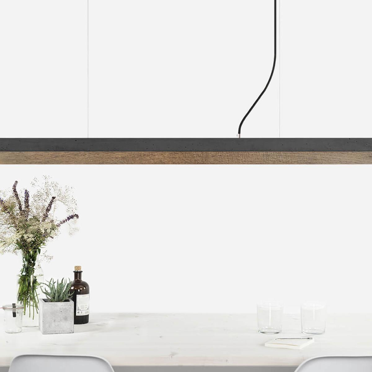 Dark Grey Concrete & Old Wood Pendant Light – image 5