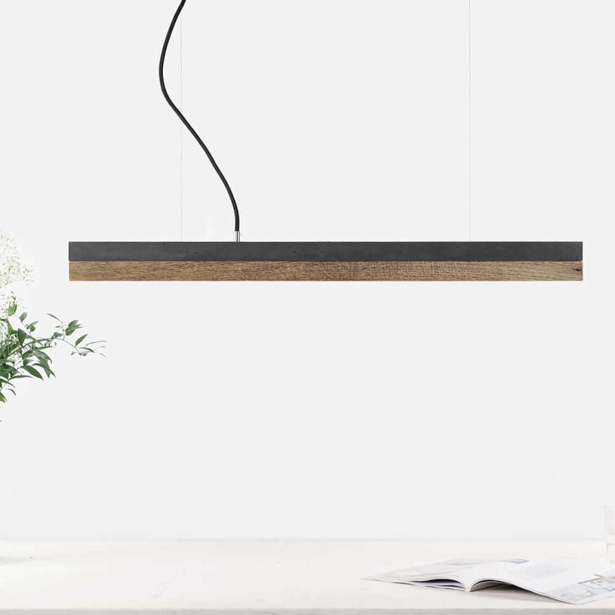 Dark Grey Concrete & Old Wood Pendant Light – image 1