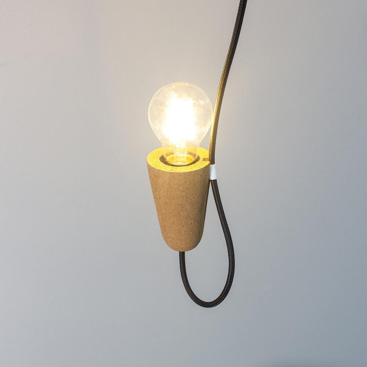 Light Cork and Black Cable Sininho Pendant – image 2