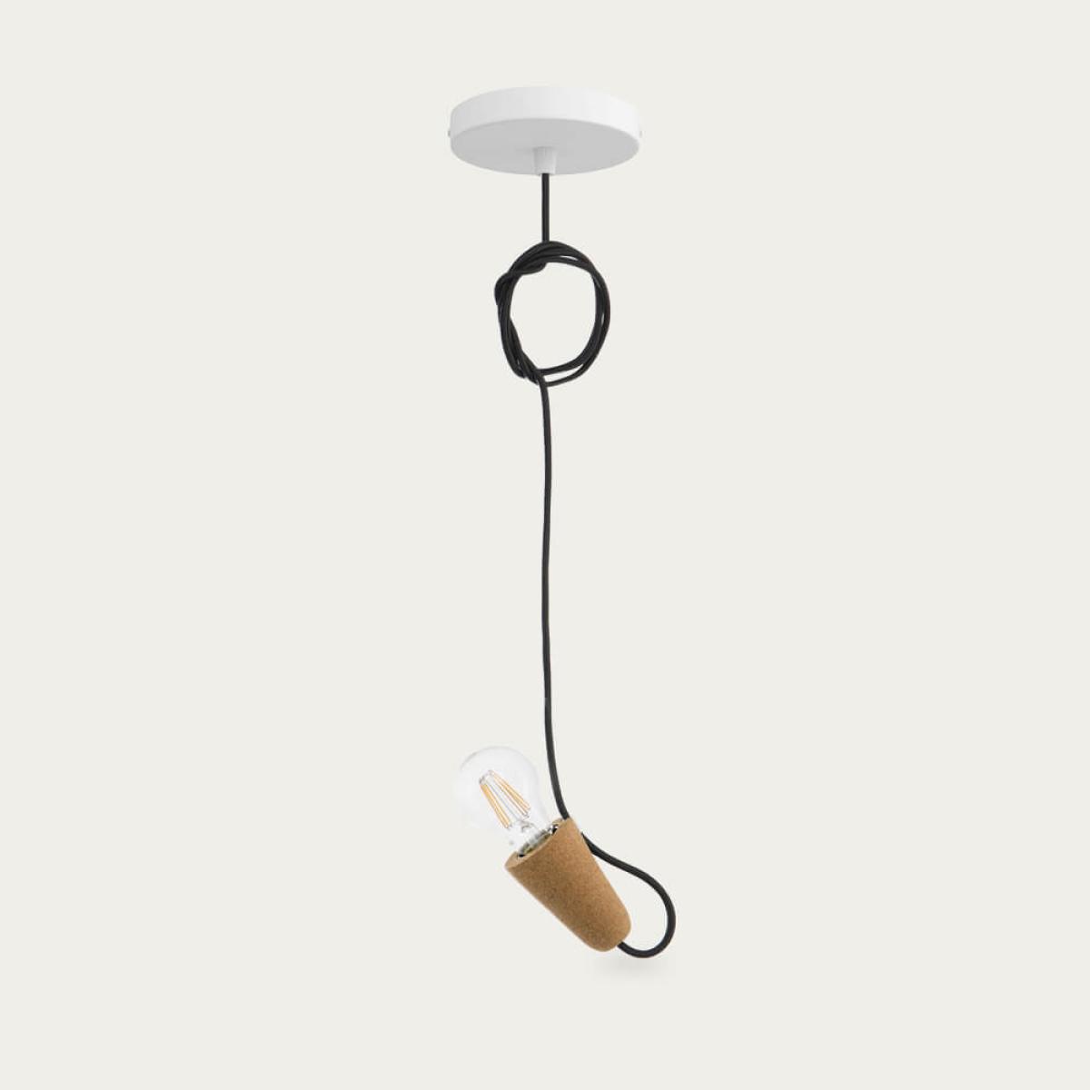 Light Cork and Black Cable Sininho Pendant – image 3