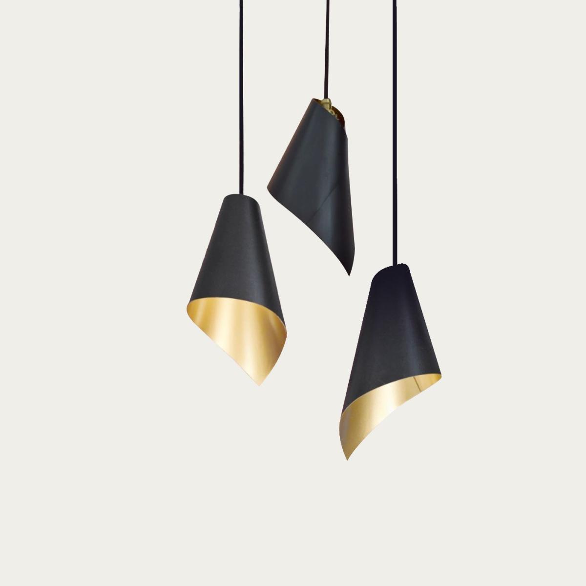 Arc Pendant Light Cluster In Gold & Matte Black