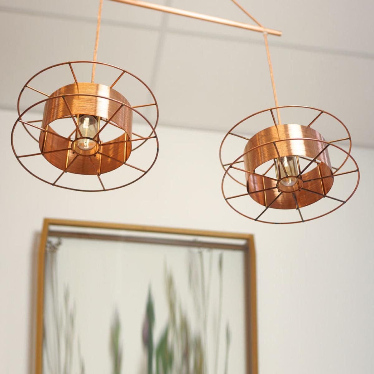 Copper Hanging Lamp Spool Deluxe Copper – image 2