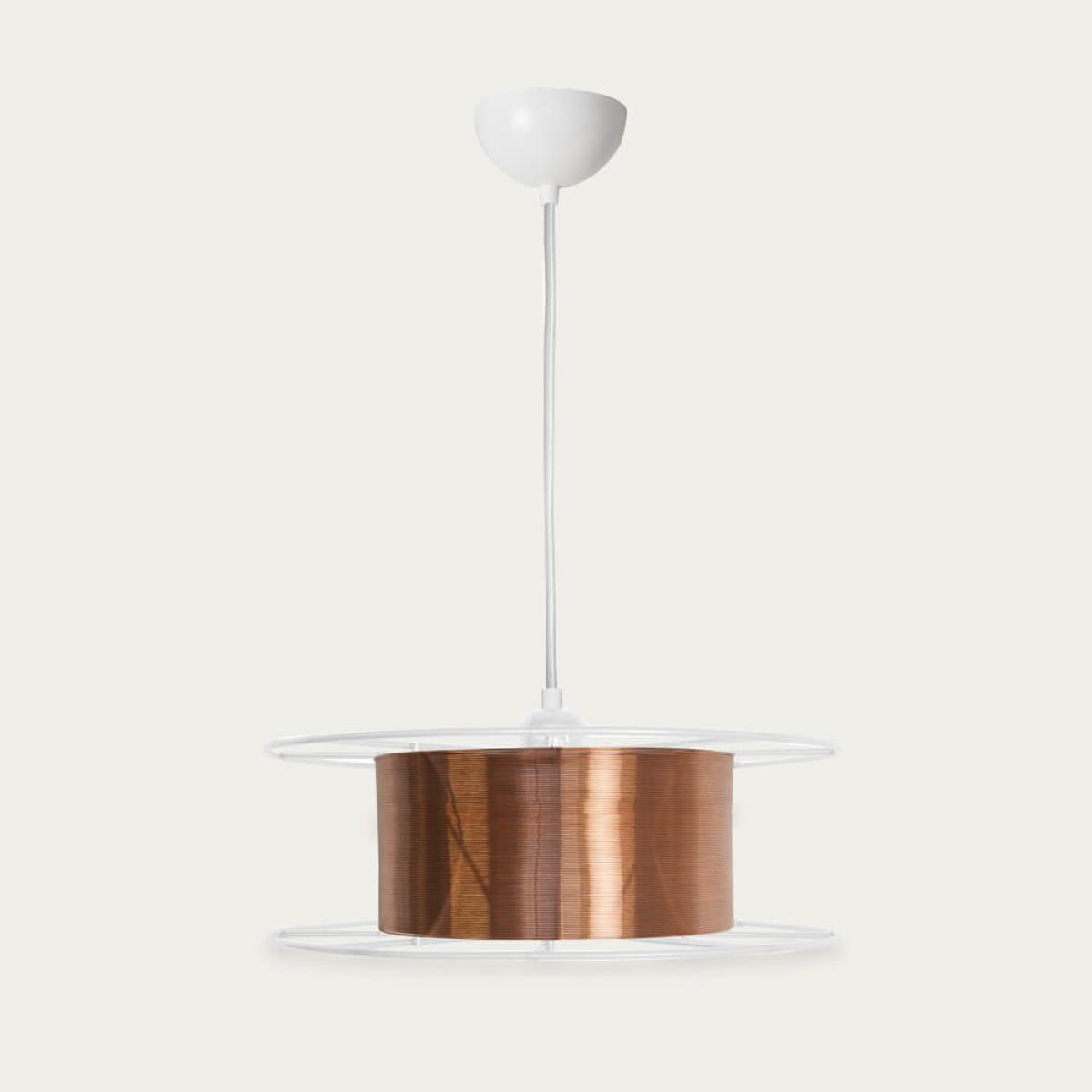 White Hanging Lamp Spool Deluxe Copper