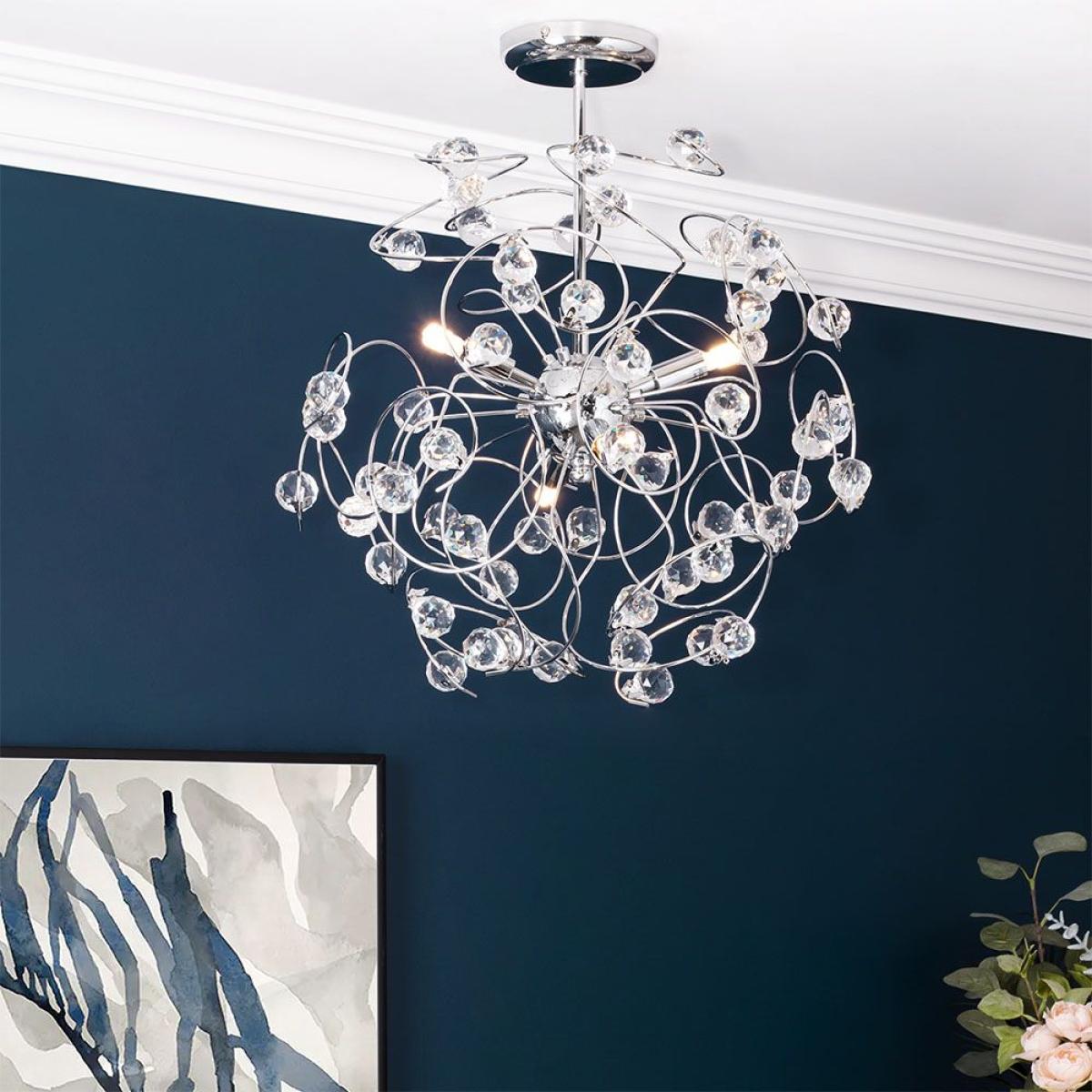 Lila Sputnik Flush Ceiling Light, Chrome – image 2