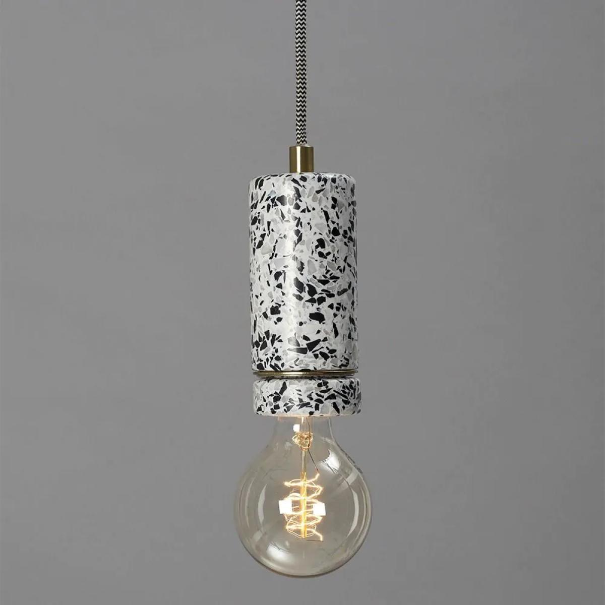 Razzo Terrazzo Drop Cap Pendant, Black and White – image 2