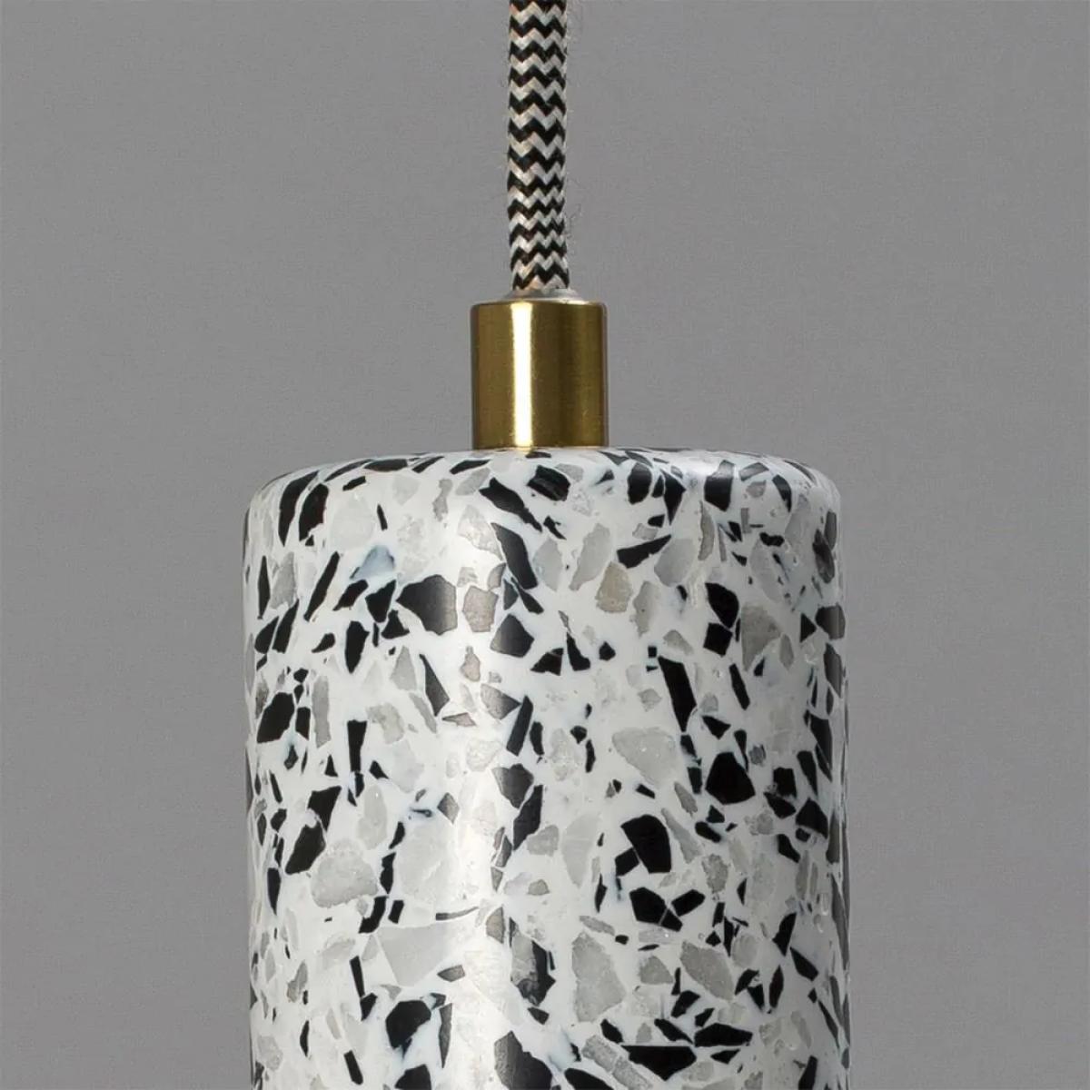 Razzo Terrazzo Drop Cap Pendant, Black and White – image 4