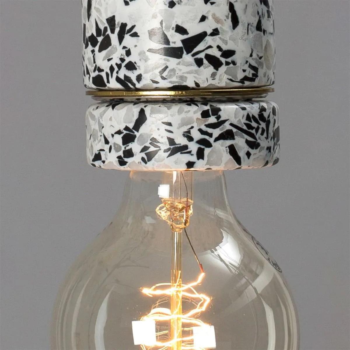 Razzo Terrazzo Drop Cap Pendant, Black and White – image 5