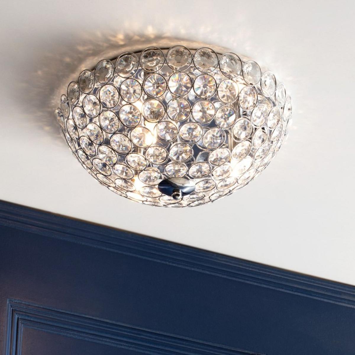 Ava Flush Ceiling Light, Chrome and Clear – image 2