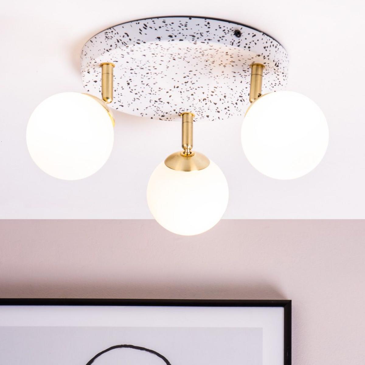 Lott Terrazzo Opal Ball 3 Light Spotlight Plate, Satin Brass – image 2