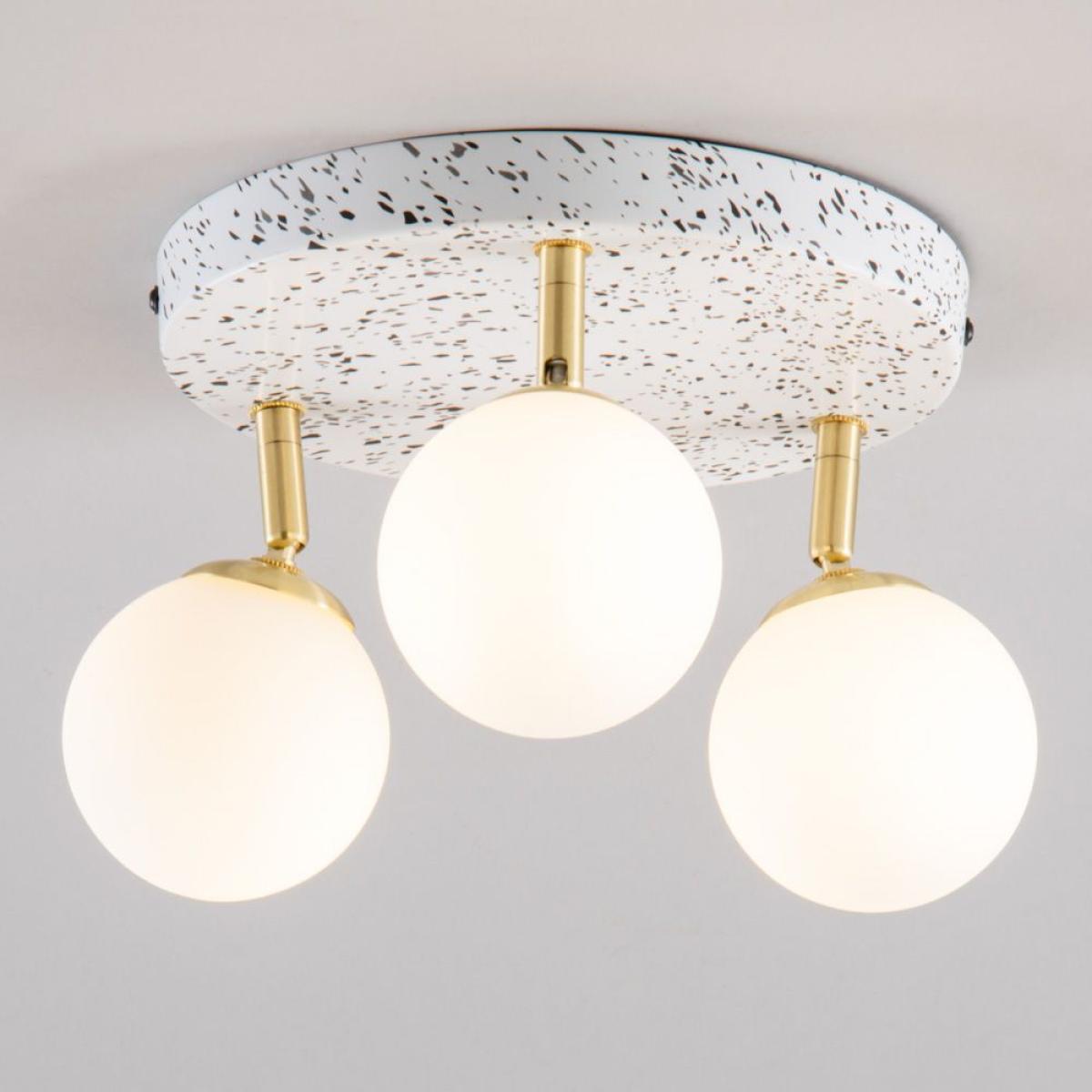 Lott Terrazzo Opal Ball 3 Light Spotlight Plate, Satin Brass – image 3
