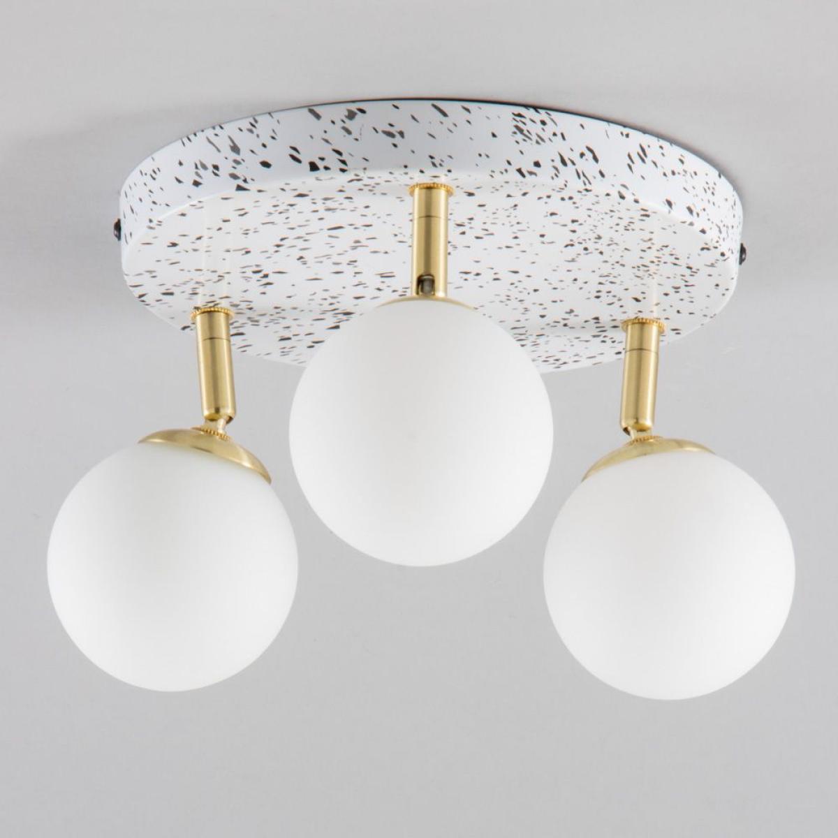 Lott Terrazzo Opal Ball 3 Light Spotlight Plate, Satin Brass – image 4