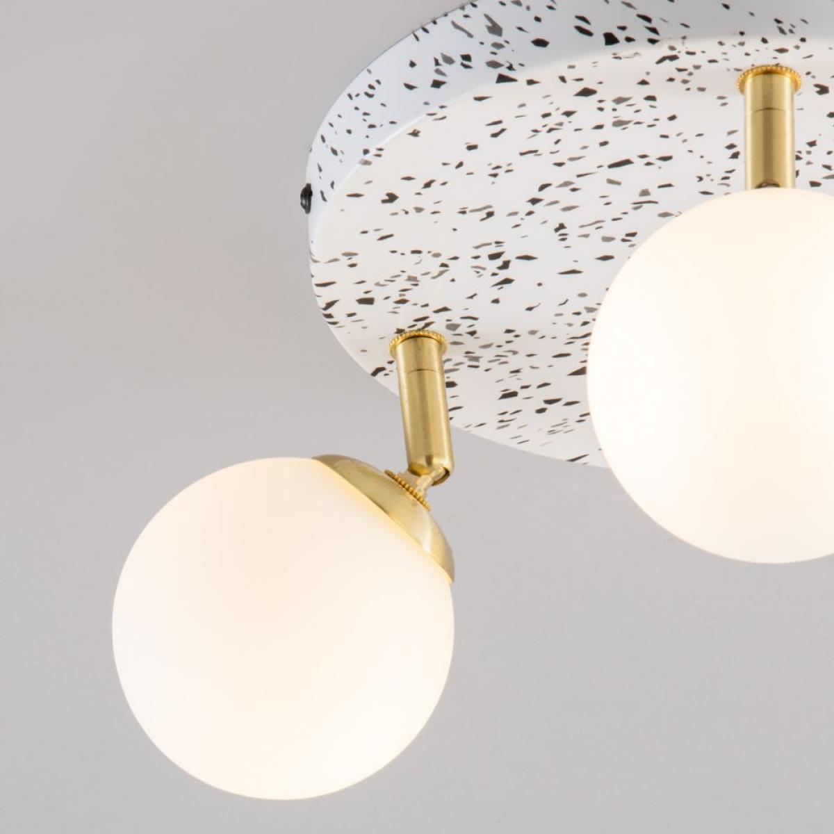 Lott Terrazzo Opal Ball 3 Light Spotlight Plate, Satin Brass – image 5