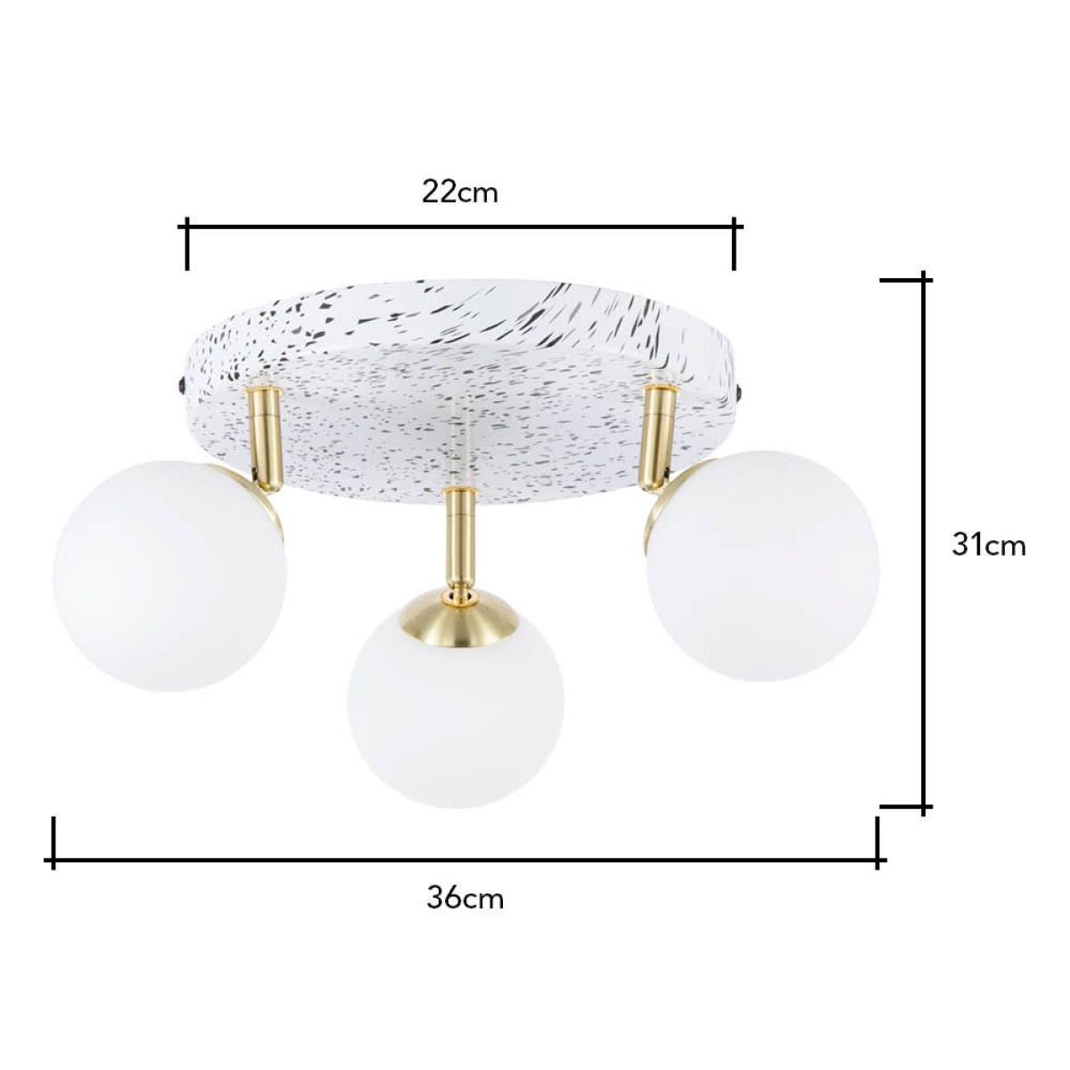 Lott Terrazzo Opal Ball 3 Light Spotlight Plate, Satin Brass – image 6