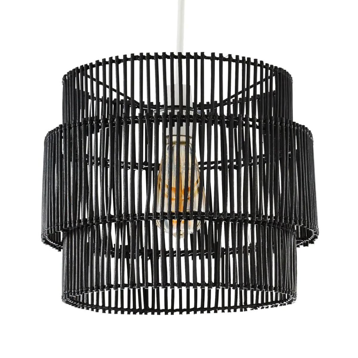 Rattan Double Cylinder Easyfit Shade, Matte Black – image 3