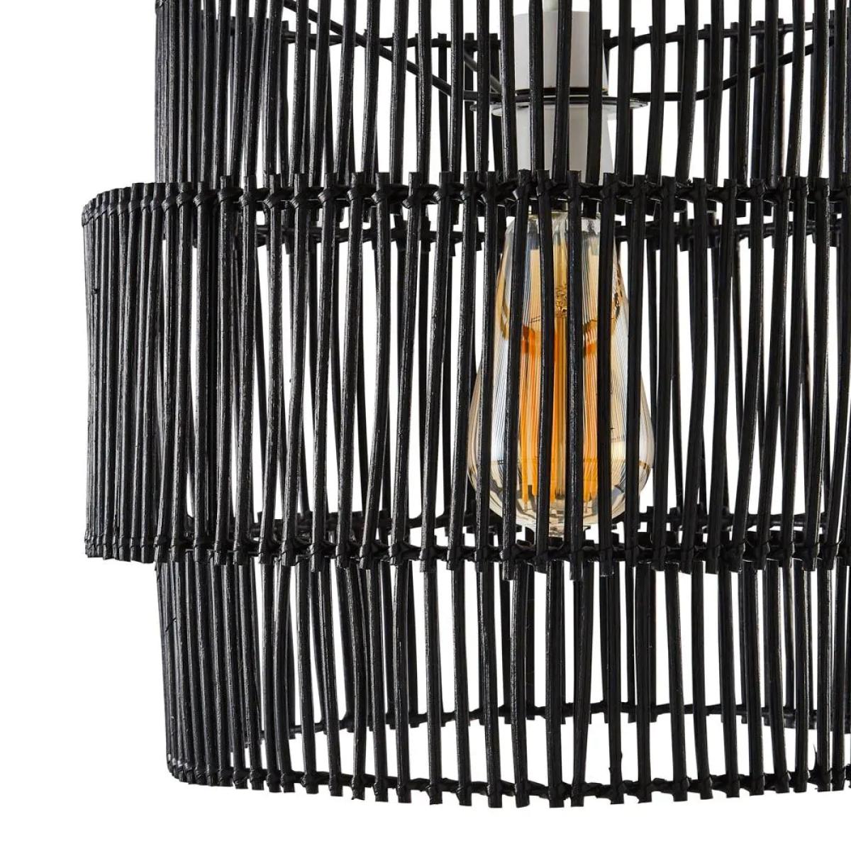 Rattan Double Cylinder Easyfit Shade, Matte Black – image 4