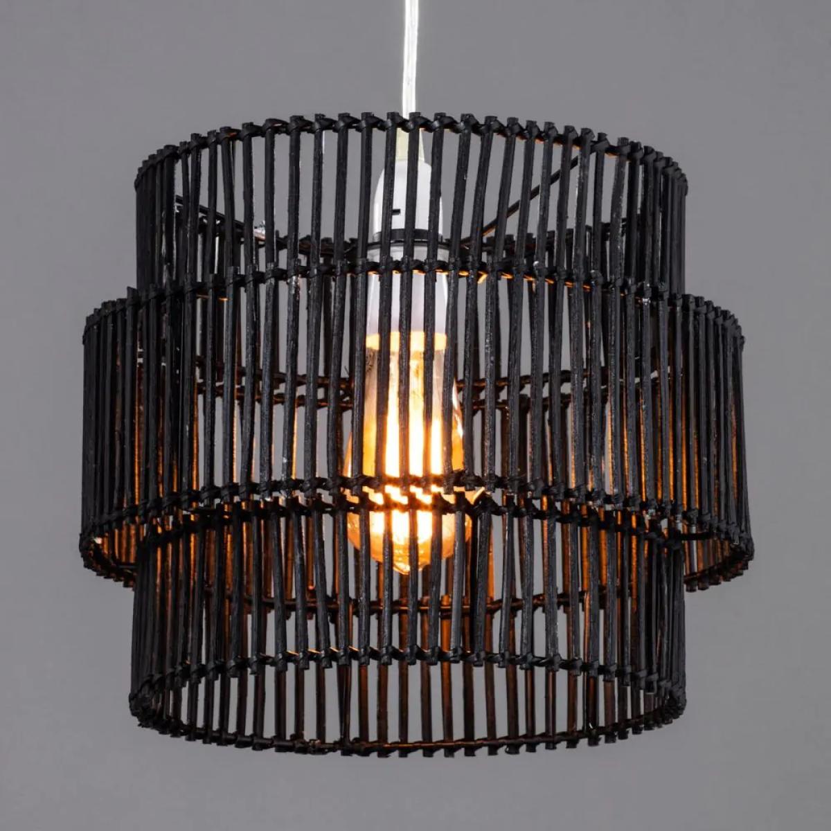Rattan Double Cylinder Easyfit Shade, Matte Black – image 5
