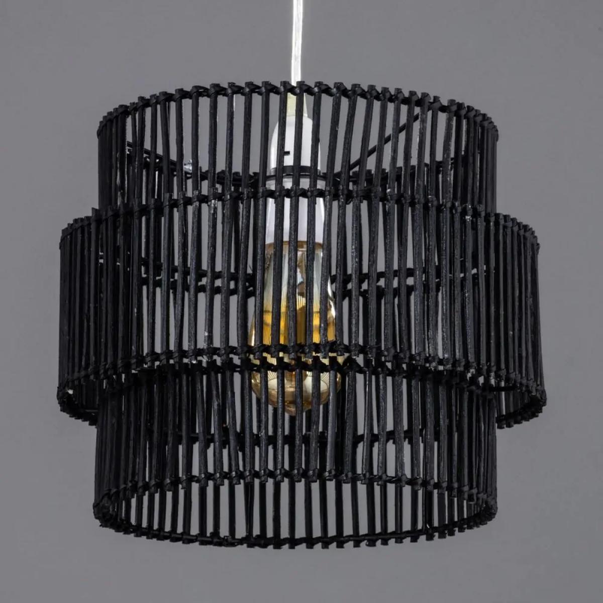 Rattan Double Cylinder Easyfit Shade, Matte Black – image 6