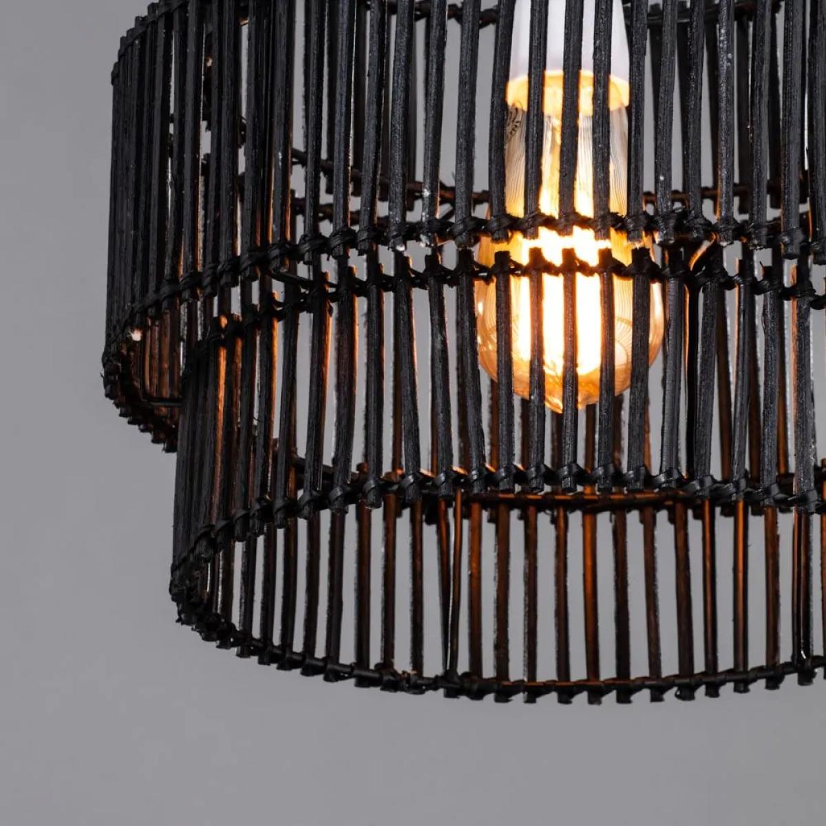 Rattan Double Cylinder Easyfit Shade, Matte Black – image 7