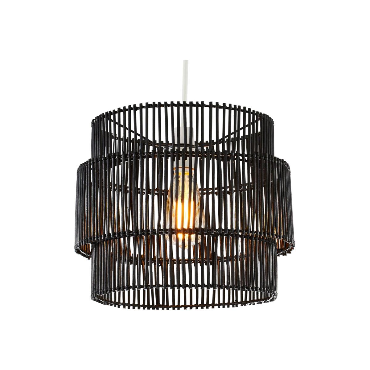 Rattan Double Cylinder Easyfit Shade, Matte Black – image 1