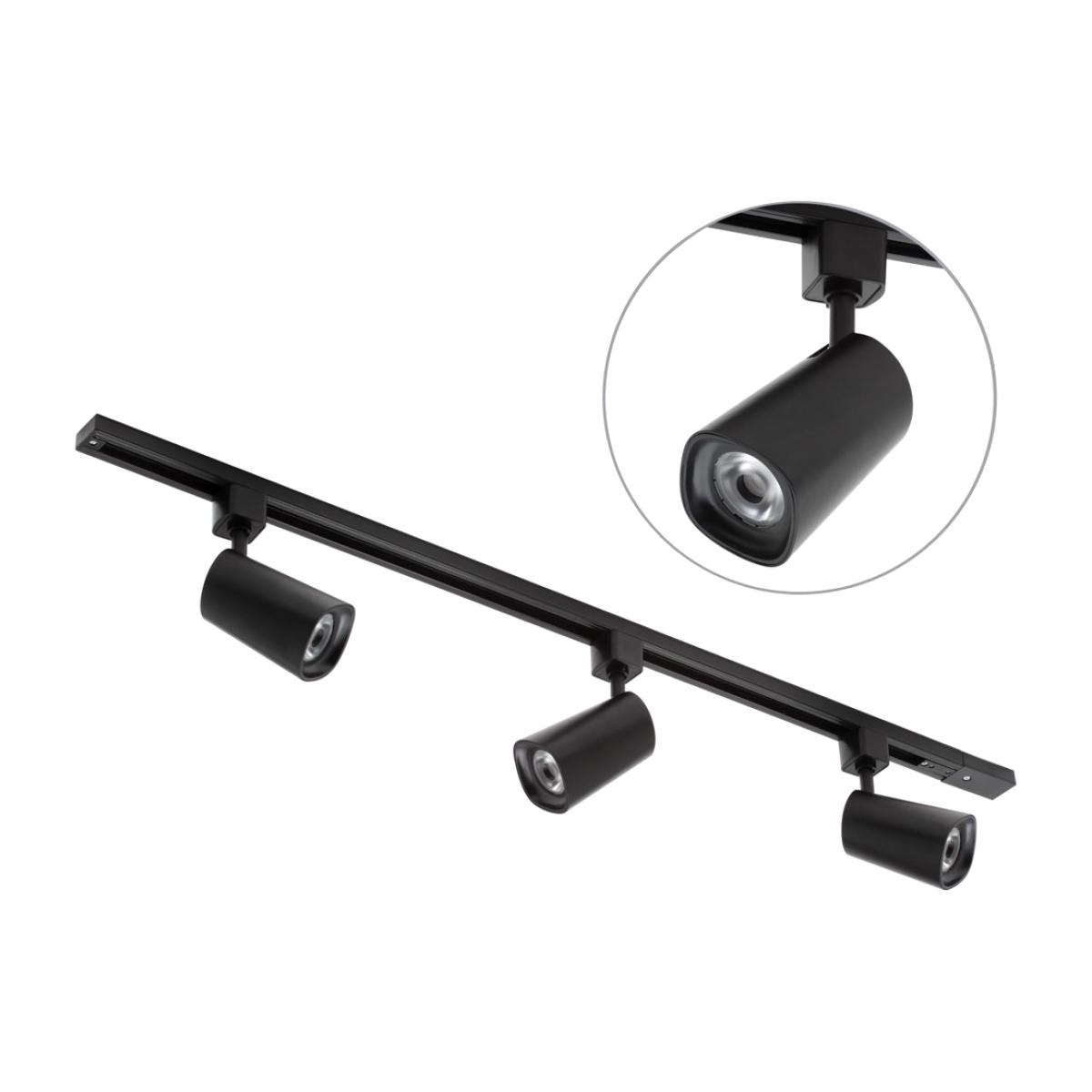 1m Track Kit with 3 Loire Heads and Integrated LED - Black – image 1