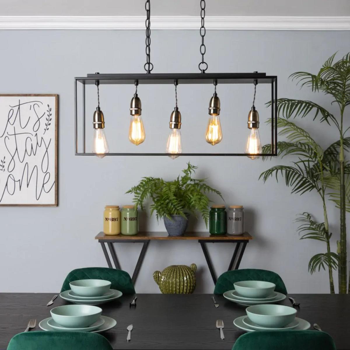 Dexter Industrial Diner Style Box Ceiling Pendant, Black – image 2