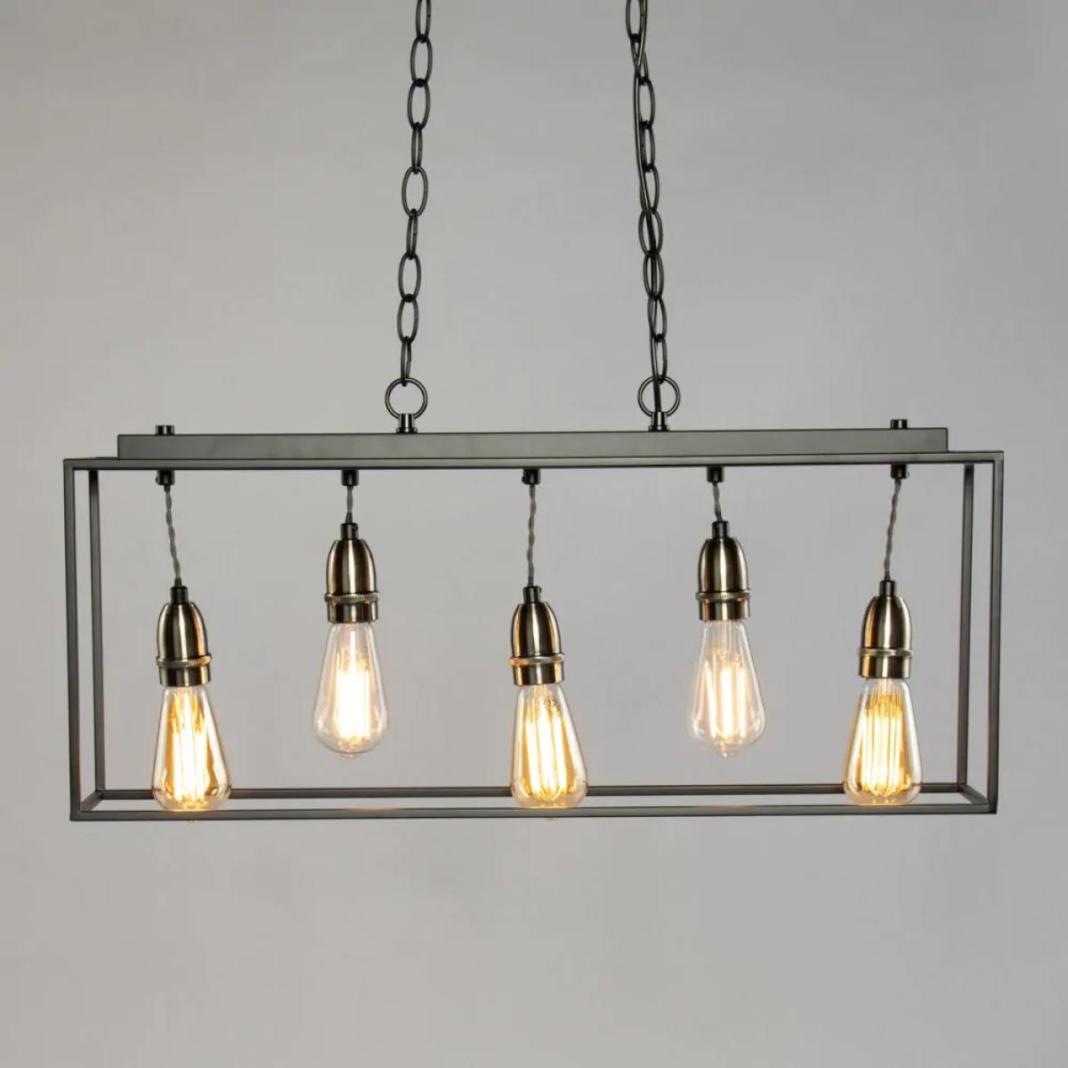 Dexter Industrial Diner Style Box Ceiling Pendant, Black – image 3