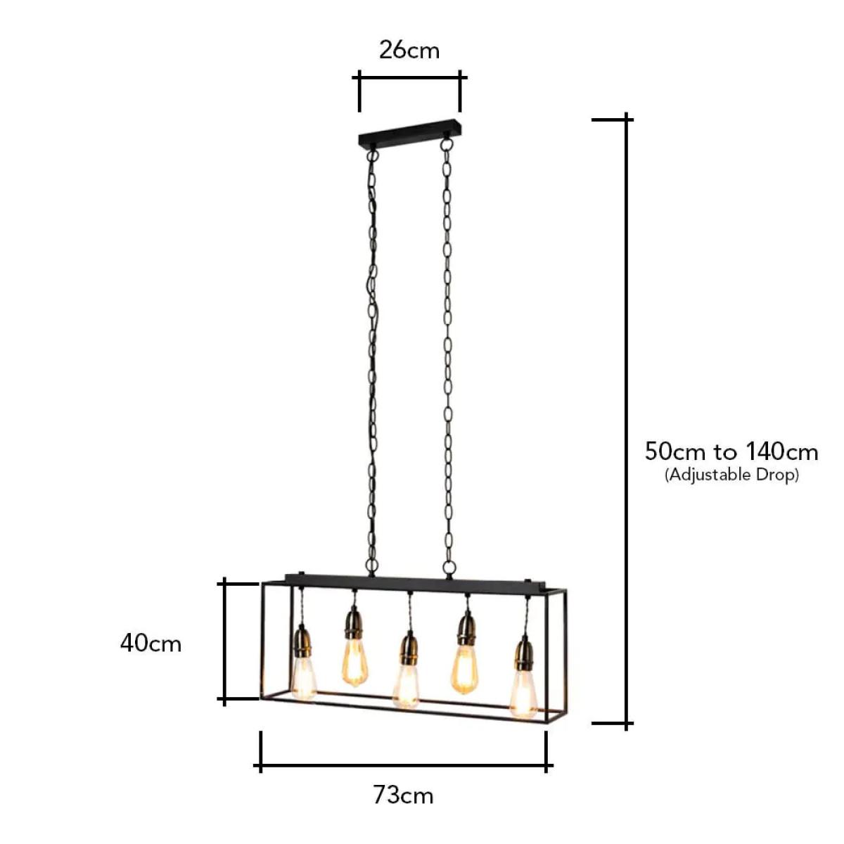 Dexter Industrial Diner Style Box Ceiling Pendant, Black – image 7