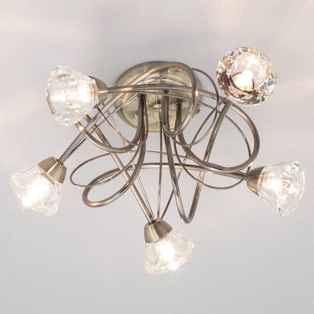 Marianne Flush Ceiling Light, Antique Brass – image 3