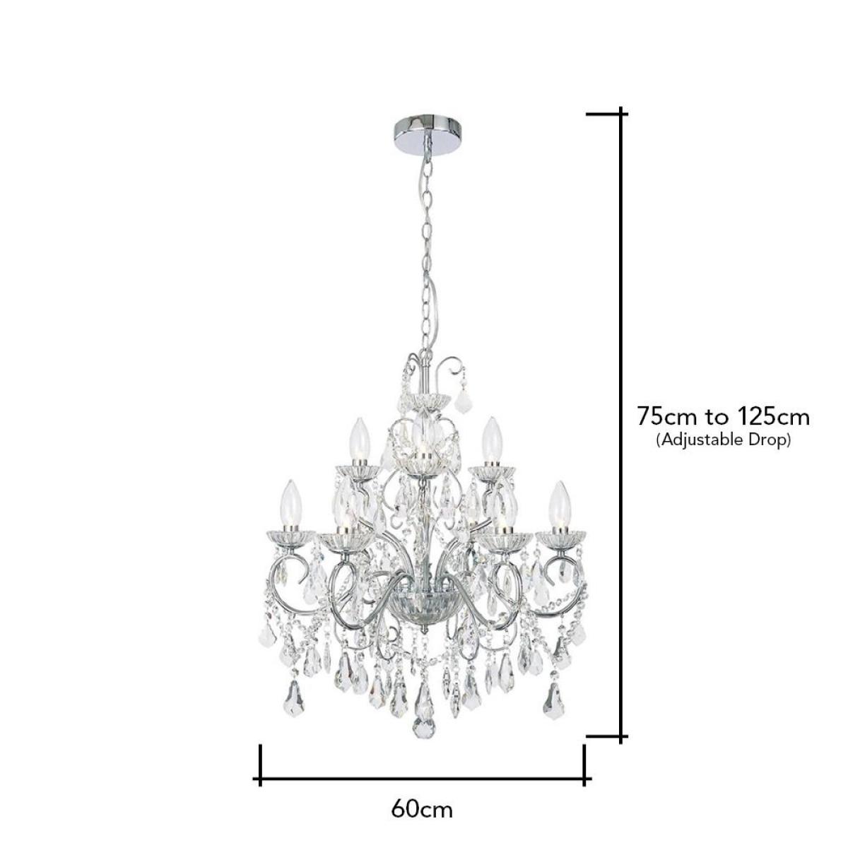 Daphne 9 Light Bathroom Ceiling Pendant, Chrome – image 8