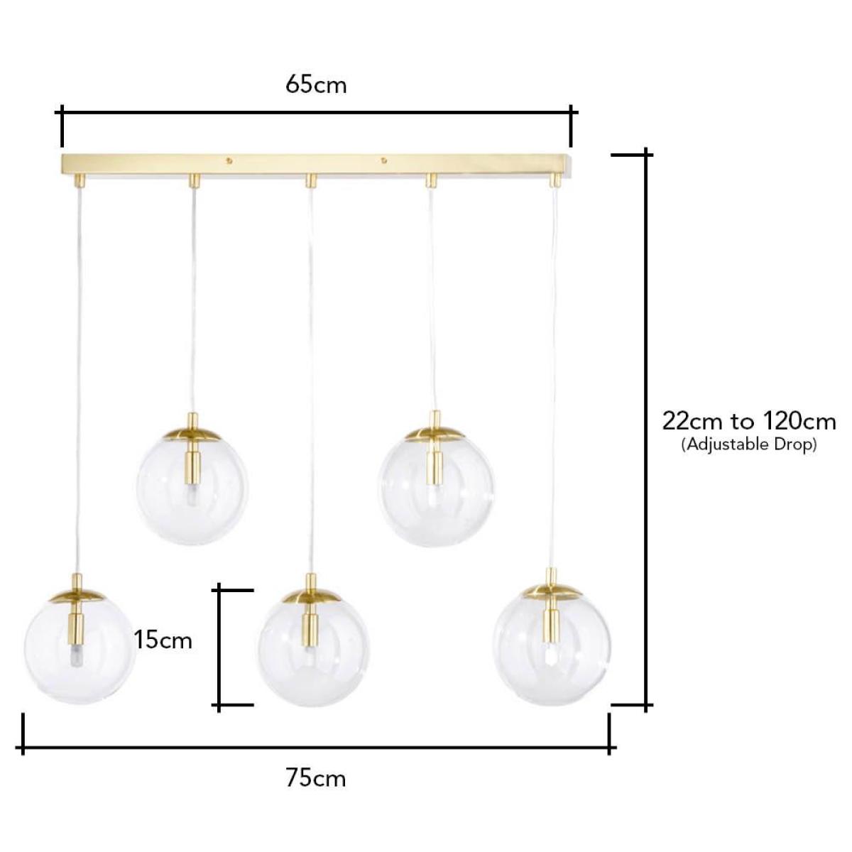 Milton 5 Light Pendant Bar, Gold – image 6