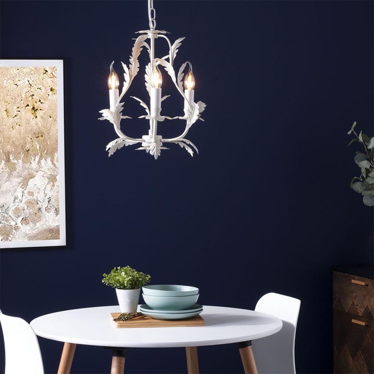 Flo 3 Light Chandelier, Satin Ivory – image 2