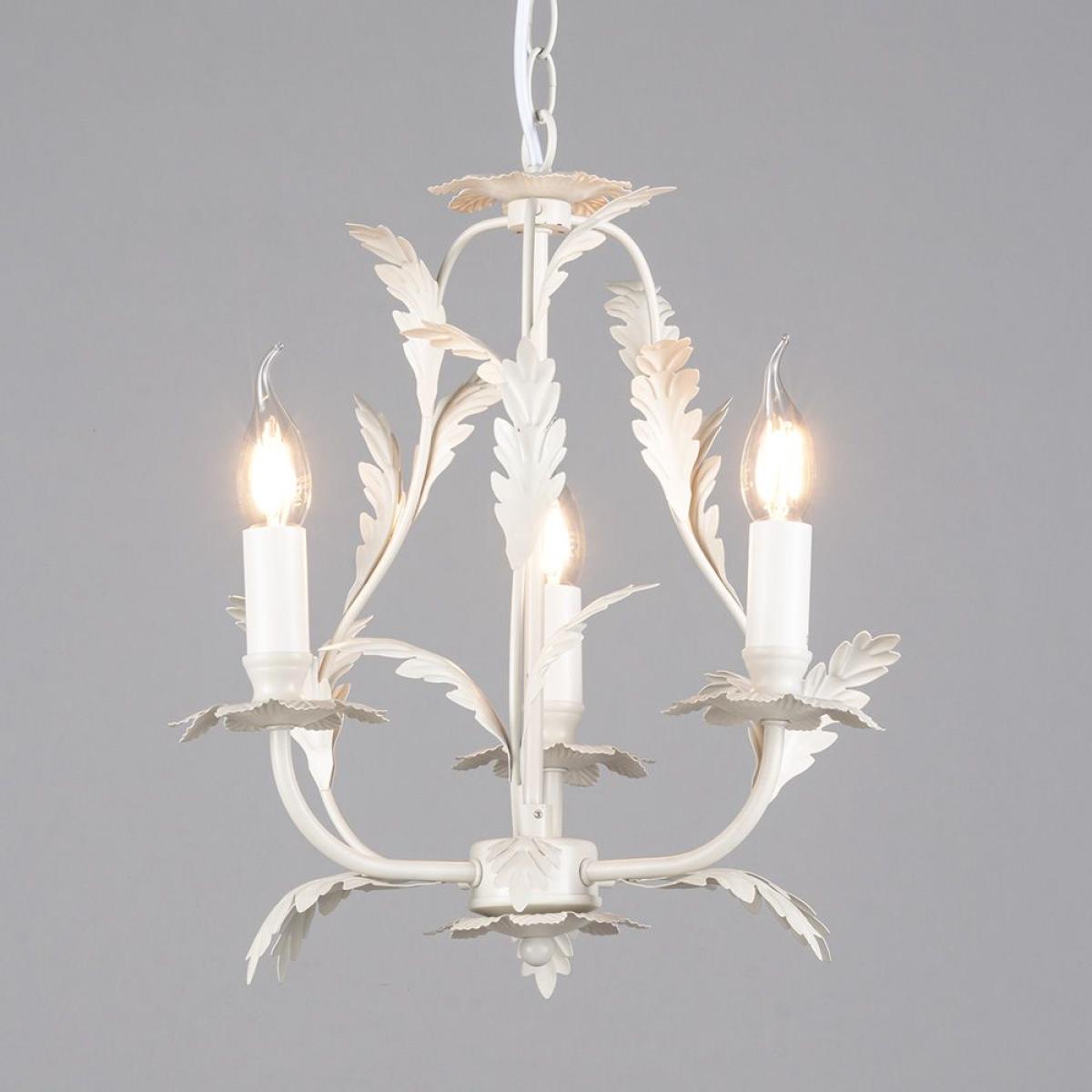 Flo 3 Light Chandelier, Satin Ivory – image 3