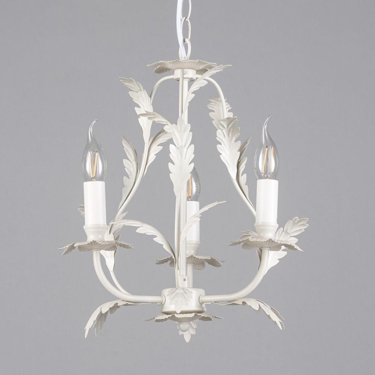 Flo 3 Light Chandelier, Satin Ivory – image 4
